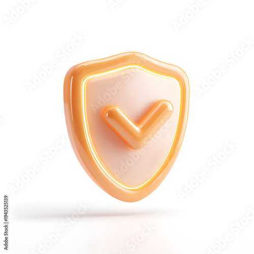 Glowing Orange Shield with Checkmark.