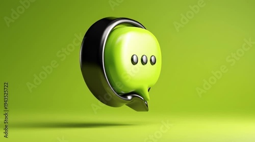 3D Chat Bubble Icon - Green Speech Bubble Message Notification Symbol