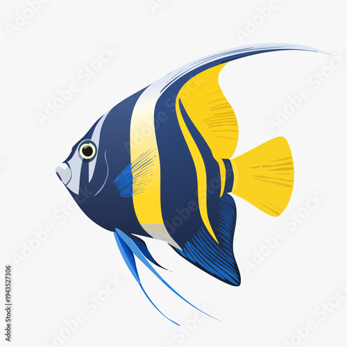Creative Illustration of a Angelfish with Glowing Effects, Vibrant Vector Marine Life Design for Artistic Projects