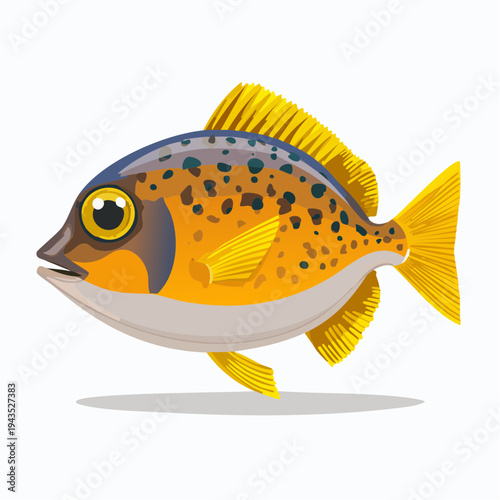 Vector illustration of a Boxfish with glowing patterns and unique aquatic features, isolated on white background