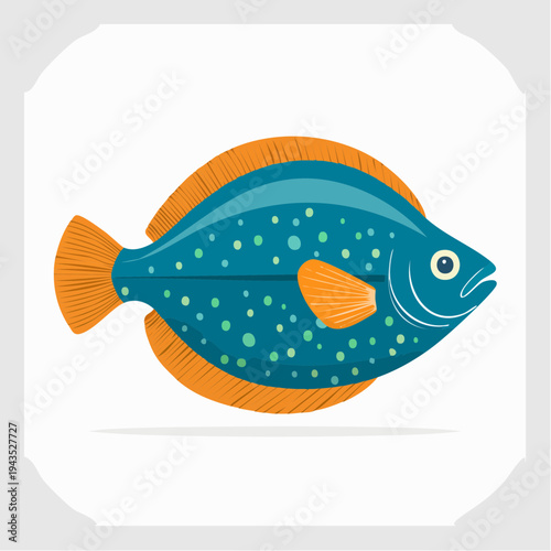 Stylized Flounder Fish Illustration Vector Graphic for Marine Life Design
