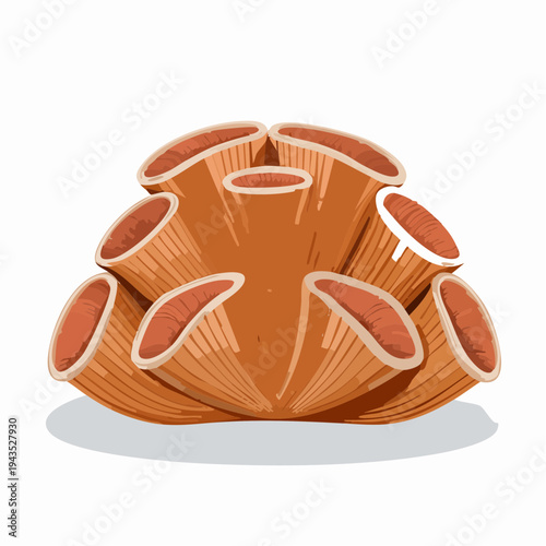 Firefly Leather Coral Illustration - Lobophytum Folded and Ridged Leathery Texture Vector Design. Marine Biological Organism and Underwater Nature Scene Element.