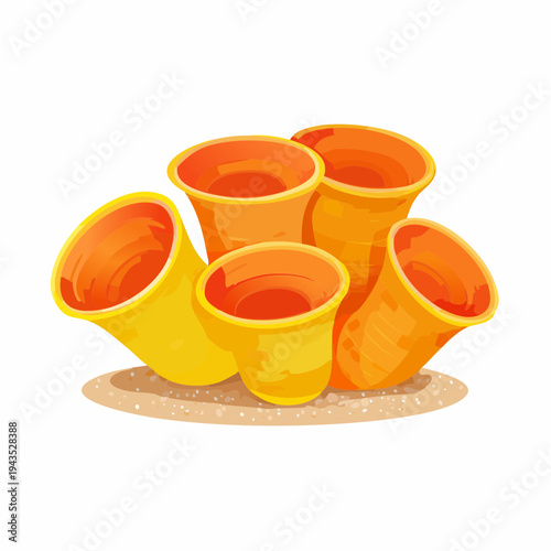 Vibrant Orange Tubeastrea Cup Coral - Solitary Non-Photosynthetic Circular Marine Organism Illustration SVG