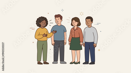 Diverse group of people standing together in a casual setting.