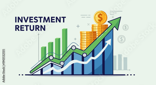 Investment Return Graph with Coin Stacks.