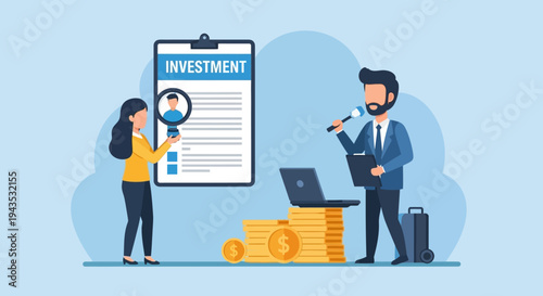 Man and Woman Reviewing Investment Documents Together.