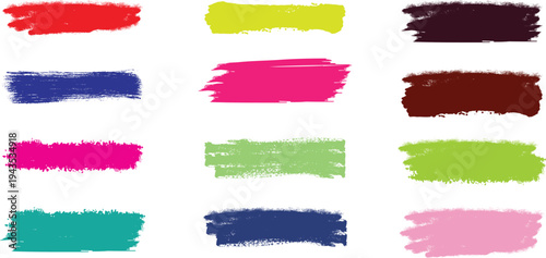 Vibrant color  brash swatches on white background for art and design