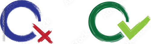 Correct and incorrect checkmarks in a series of letter c symbols