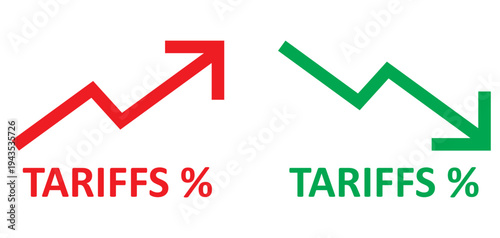 Tariffs curve increase and decrease rate. Economy and business theme illustration. New Policy for global trades.