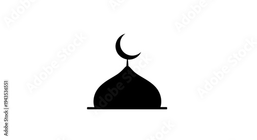 Black silhouette of a mosque dome.