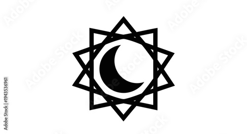 Black crescent moon symbol design.