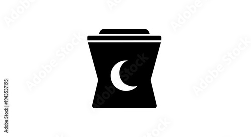 Black toilet with crescent moon.