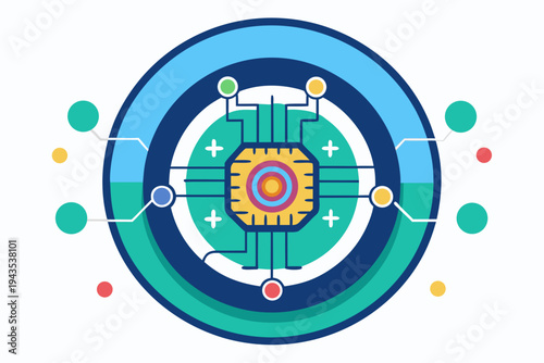 analytics dashboard with neural network chart icon