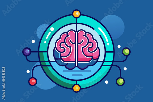 futuristic brain neural rings artificial intelligence icon