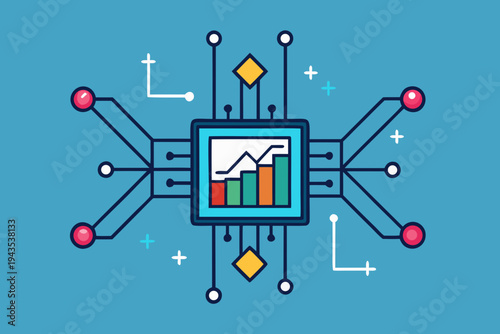 line graph micro chip artificial intelligence technology