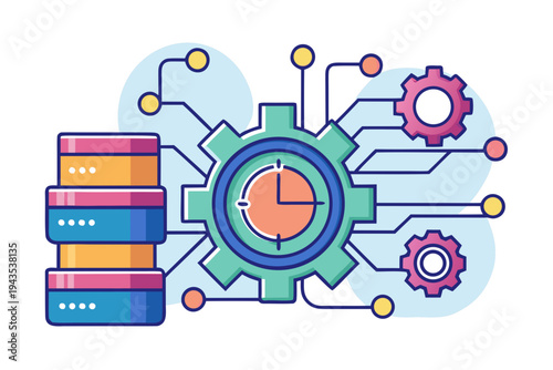 geometric gear neural chip technology connection icon
