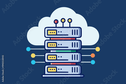 cloud server database stack computing technology icon