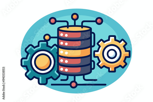 mechanical gear database data system technology icon