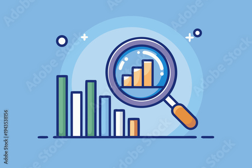 bar chart analysis magnifier business data icon