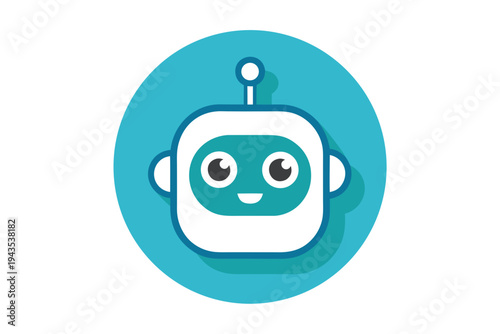 chat bubble with friendly robot assistant icon