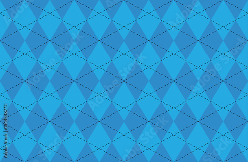 Blue argyle pattern with diamond shapes and dotted lines