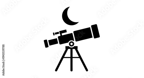 Telescope on tripod for stargazing astronomy.