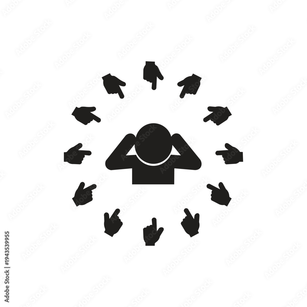 Obraz premium Social bullying icons or relational bullying silhouette illustrations are designed to visualize covert actions aimed at damaging a person's reputation, social relationships, or psychological well-bein