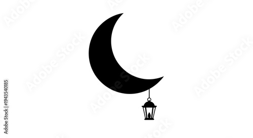 Crescent Moon with Hanging Lantern.