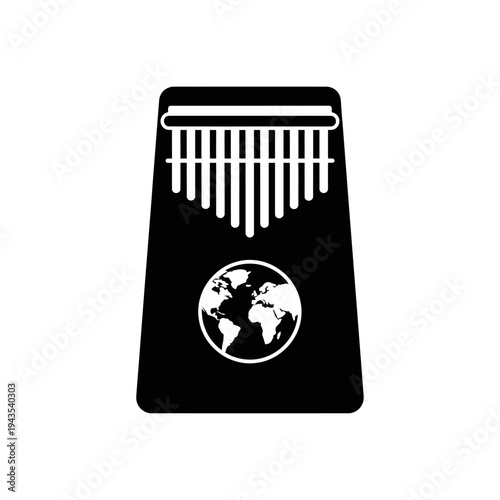 Black and white musical instrument globe.