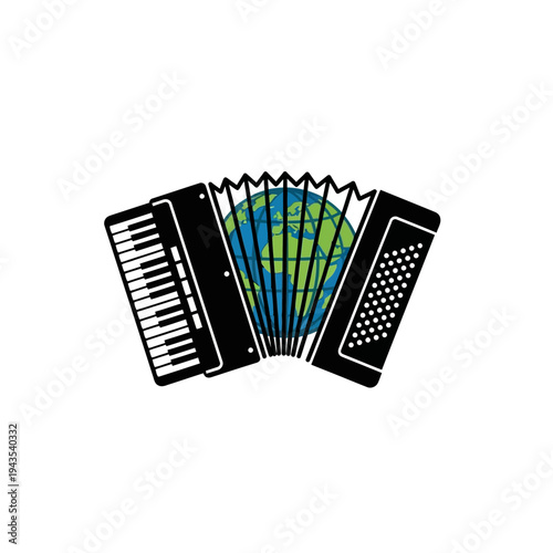 Accordion Instrument With Colorful Bellows.