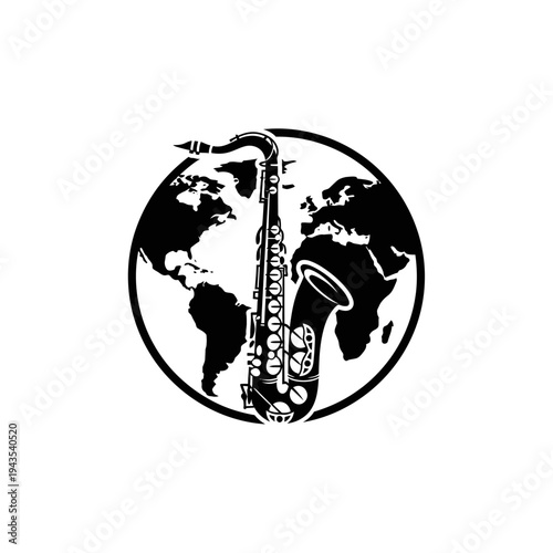 Saxophone Instrument Music Symbol Logo.