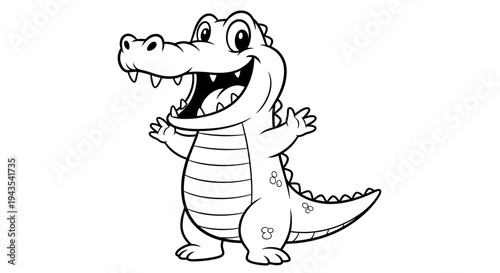 Cartoon Alligator Illustration with Open Mouth.