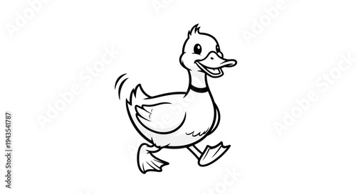 Cartoon Duck Running with Joyful Expression 1.