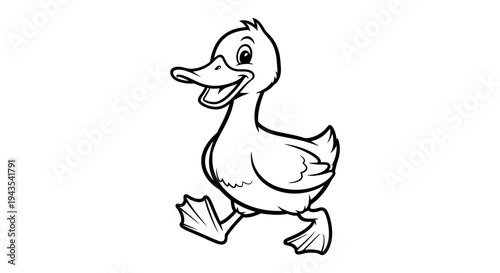 Cartoon Duck Running with Joyful Expression.