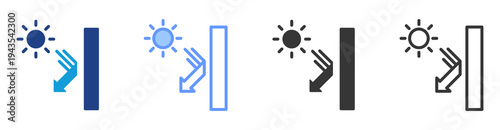 Low Emission Glass icon set multiple style collection