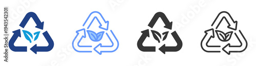 Recycled Materials icon set multiple style collection