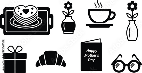 Mother's day celebration icons and symbols for happy mother's day