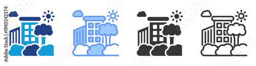 Green Infrastructure icon set multiple style collection