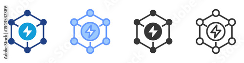 Energy Modeling icon set multiple style collection