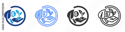 Green Investment icon set multiple style collection