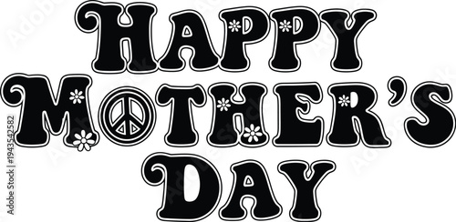 Happy mother's day greeting with peace sign motherhood celebration