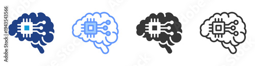 Artificial Intelligence icon set multiple style collection