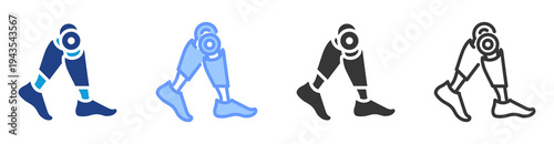 Bipedal Motion icon set multiple style collection