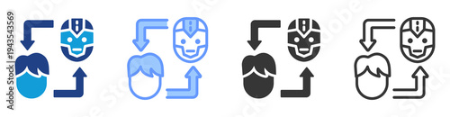Human Robot Interaction icon set multiple style collection