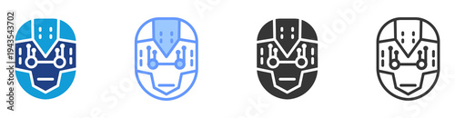 Robotic Head icon set multiple style collection