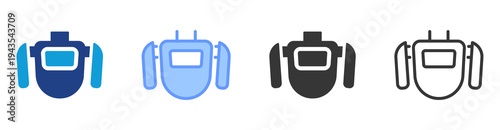 Robotic Torso icon set multiple style collection