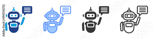 Robotic Assistant icon set multiple style collection