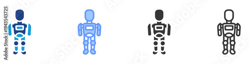 Humanoid Prototype icon set multiple style collection