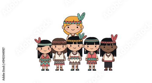 Diverse Group of Children Standing Together.