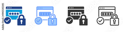 Secure Login icon set multiple style collection